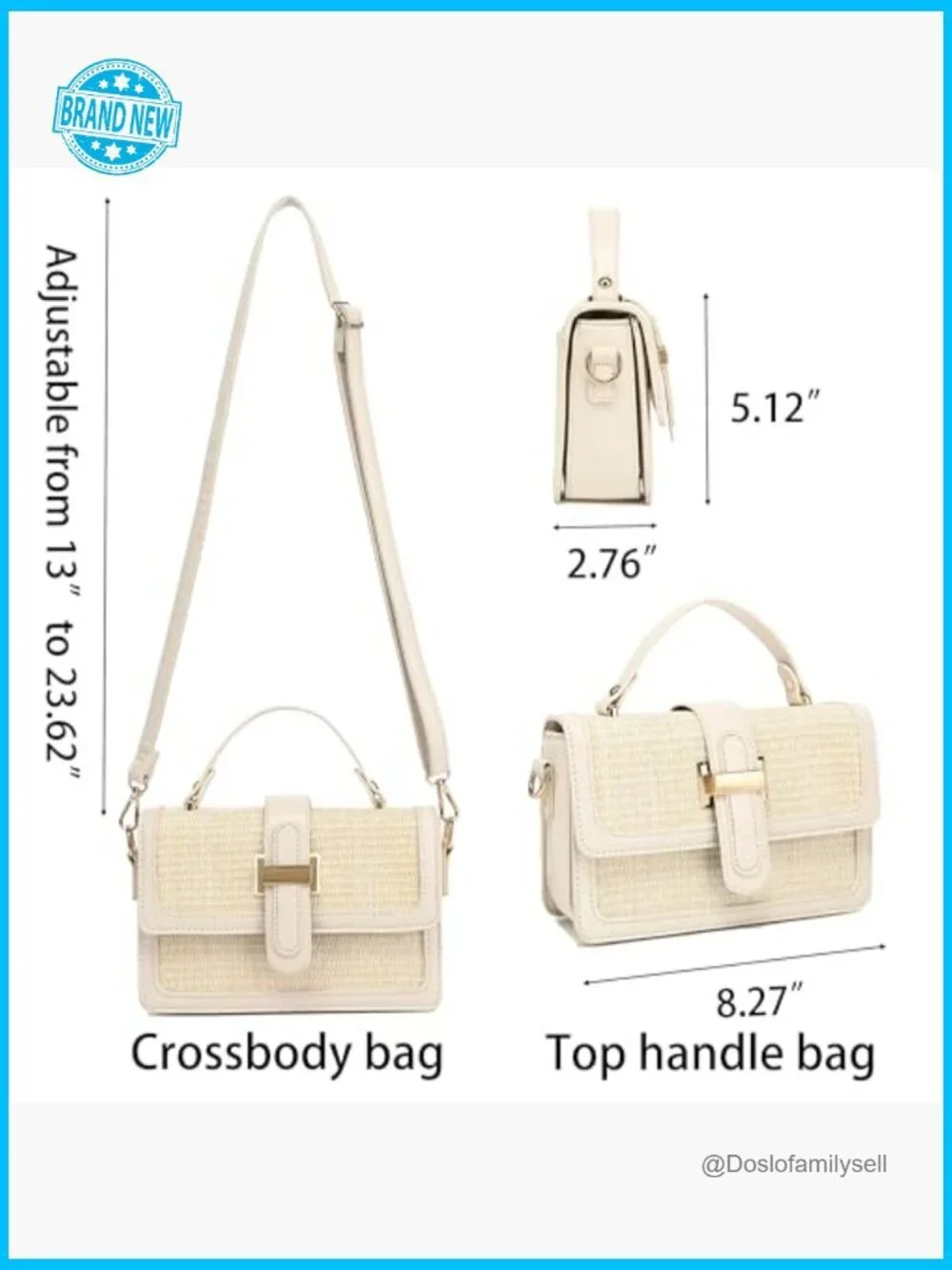 Straw Woven Crossbody Bag Boho Chic Summer Beach Purse Adjustable Strap